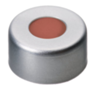 Krimpsluitingen ND11, aluminium met gat, septa rood rubber/PTFE