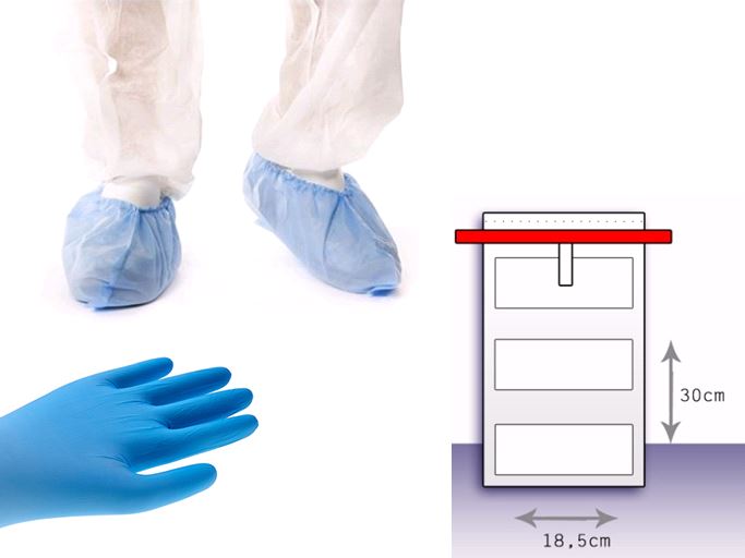 Set van 4 overschoenen + 1 Gamma-Pak + nitril handschoen maat M