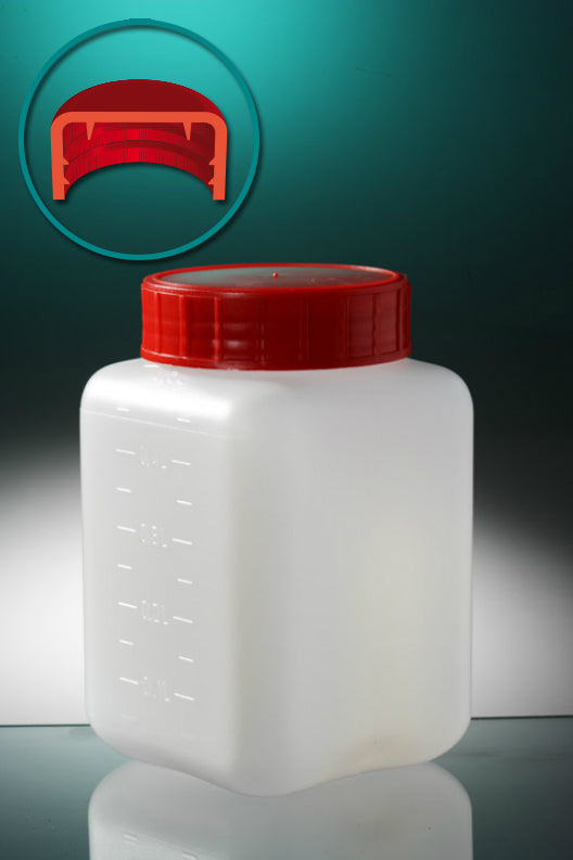 Pot 500ml HDPE vierk. schroefdop steriel