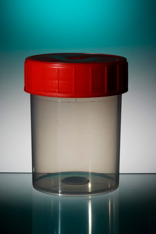 Container PP 125 ml, rood schr.dl, asep