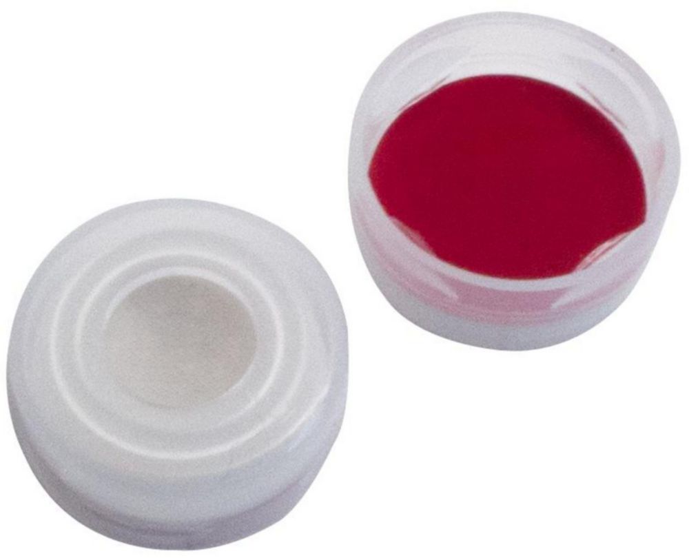 LLG-11mm PE-klemringdop, transparant, gat in het midden, zachte uitvoering. Siliconen wit/PTFE rood, 45° Shore A, 1,0 mm, verpakking van 100 stuks
