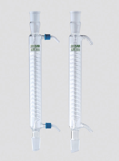 Spiraalkoeler 250 mm, NS 29/32, glazen olijven, boro