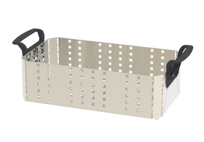 Productfoto van Inzetmand RVS met plastic handvat,voor ultrasoonbad Elmasonic Xtra 300, 450 x 255 x 135mm