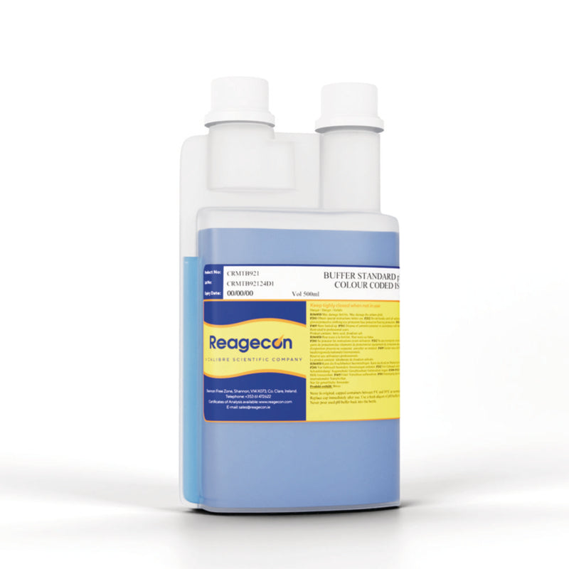Productfoto van Bufferoplossing pH 9,21 +/- 0,02 bij 25°C, Kunststof fles 500ml, blauw, NIST/ISO17034