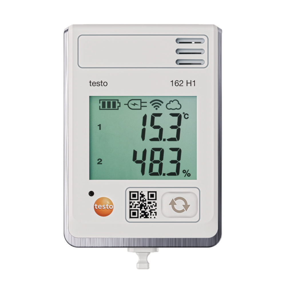 Online datalogger testo 162 H1 met display en geïntegreerde temperatuur- en vochtigheidssensor