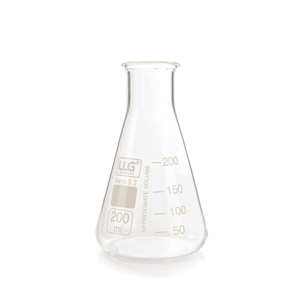 LLG-Erlenmeyers 200ml smalle hals, boro 3.3, set van 10