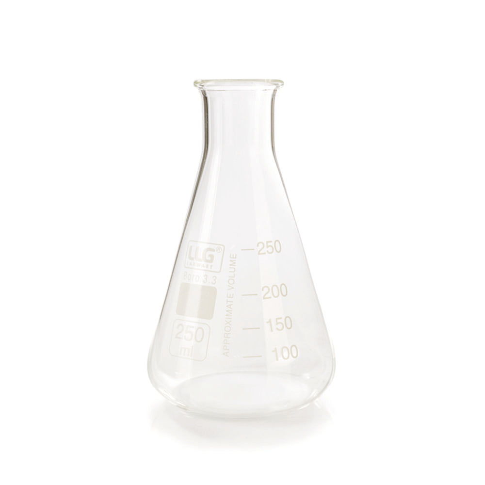 LLG-Erlenmeyers 250ml smalle hals, boro 3.3, set van 10