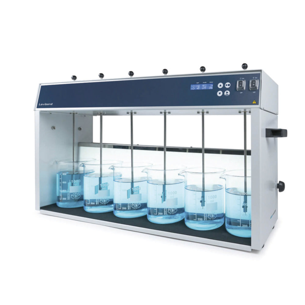 Laboratorium-floc-tester ET850 met 6 roerpunten, 100-240 V/50-60 Hz