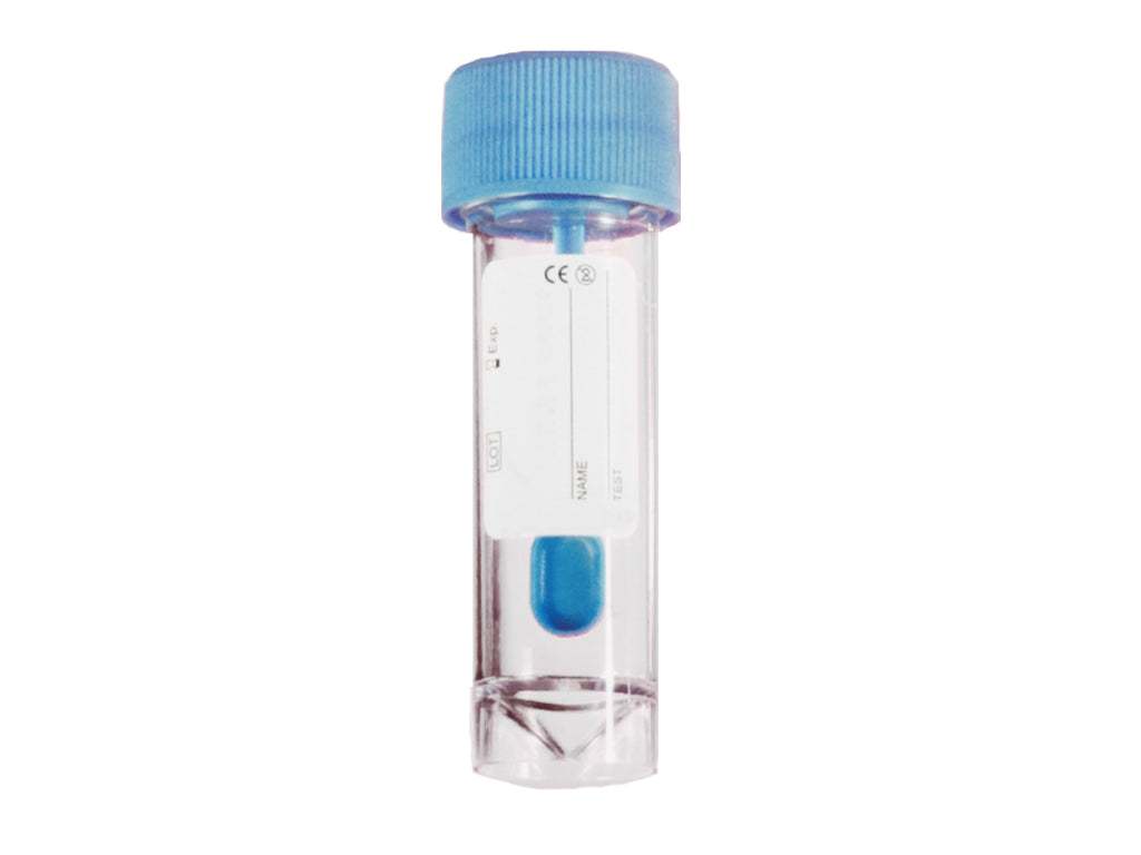 Feacescontainer PS 30 ml, blauwe dop+lepel