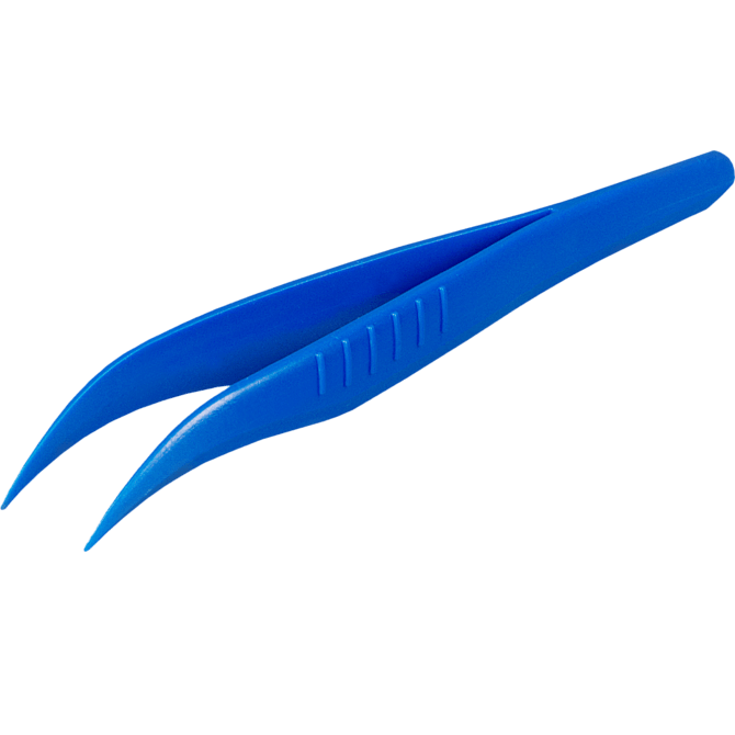 Disposable pincet blauw met scherpe gebogen punt, steriel