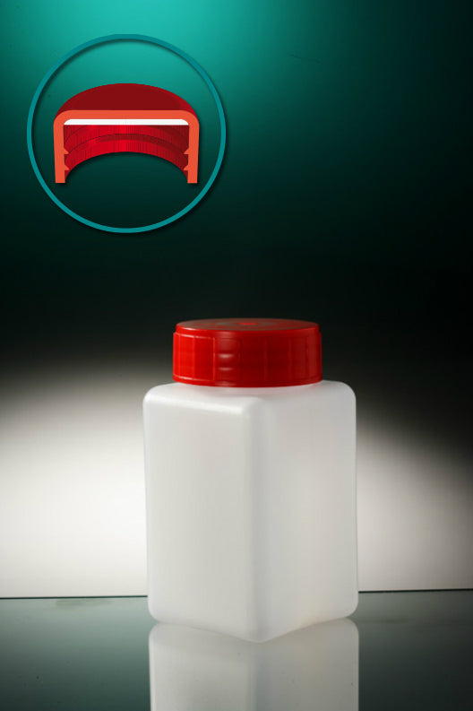 Vierkante Pot Steriel HDPE met schroefdop en inlage