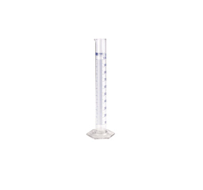 Maatcilinder 250ml, ronde voet, blauwe graduatie, voor stampvolumeter