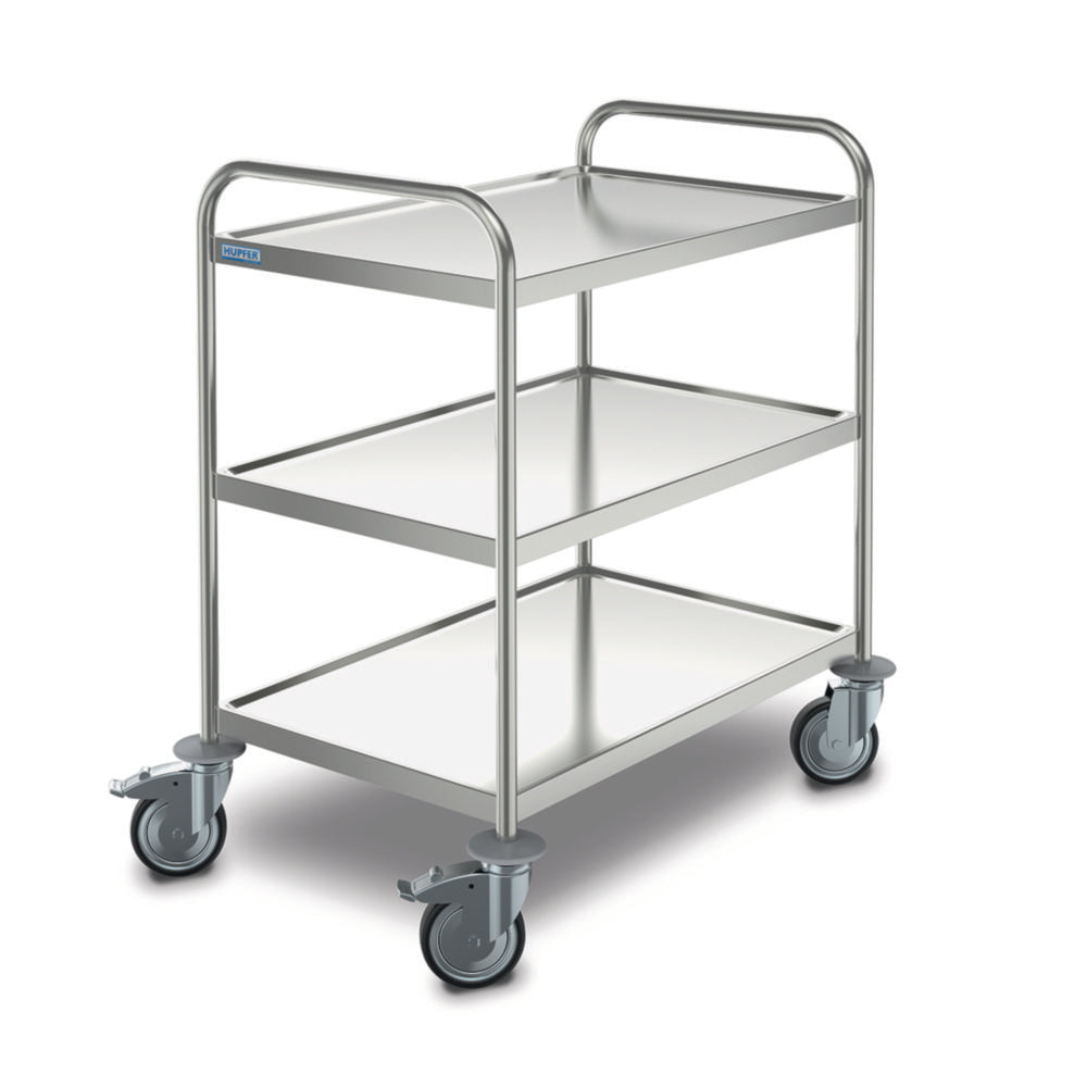 Trolley MSW 8 x 5/3 3 legplanken 800x500 mm, roestvrijstalen behuizing, antistatische wielen,