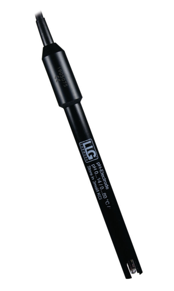 pH-elektrode met temperatuurvoeler NTC 30k, 1 m kabel met DIN- en banaanstekker 4 mm