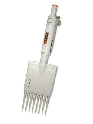 Acura® manual 855 multikanaal pipet, 10–100 µl, 8-kanaals, verstelbaar, autoclaafbaar