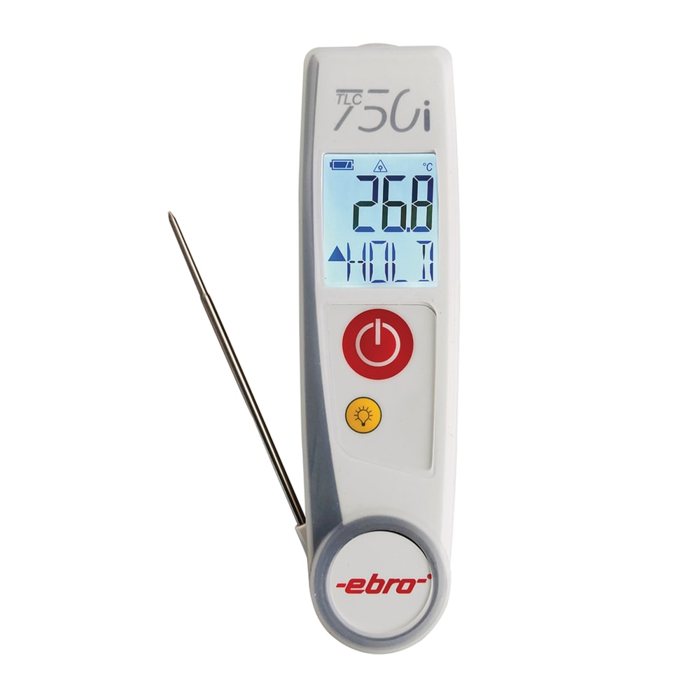 Dubbele infrarood-/flip-thermometer TLC 750i-V2 Meetbereik: -50°...+250°C, resolutie 0,1°C, inclusief beschermhoes en fabriekskalibratiecertificaat