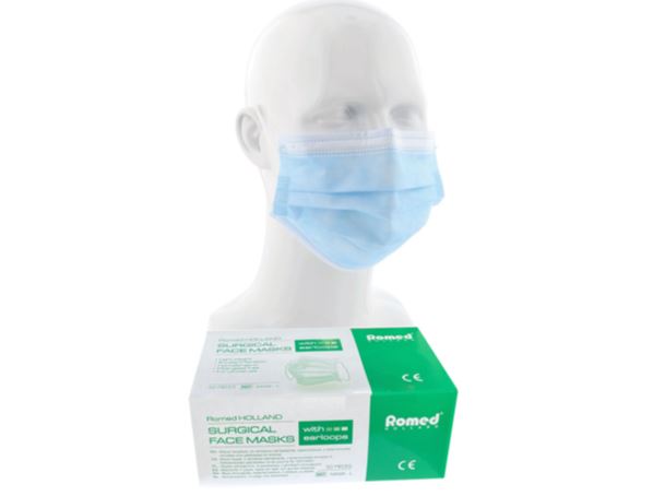 Mondmasker, 3-Laags, elastiek, blauw