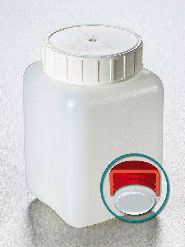 Pot 500 ml HDPE vierkant met schroefdop+inlage wit