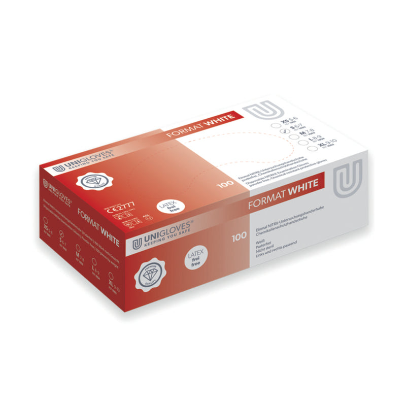 Handschoenen Format, Nitril, maat S (6-7) lengte 240 mm, poedervrij, niet steriel, wit
