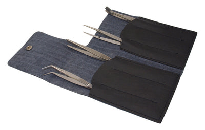 Pincettenset 4-delig in lederen etui