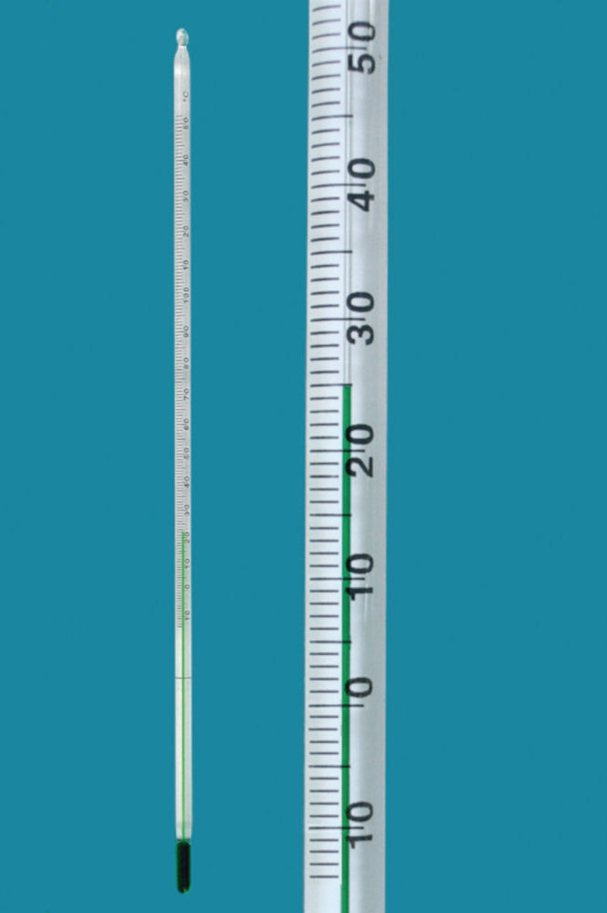 Univ. thermometer -10 - +110°C  groen gevuld, lengte 300 mm