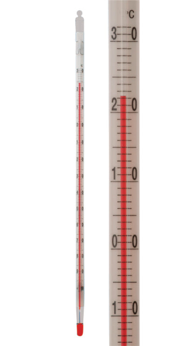 Koudethermometer -50 - +50°C  tolueen gevuld, lengte 300 mm