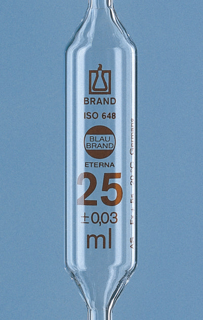 Volpipet 10 ml, AR-glas, klasse AS, 1 streep, amber graduering