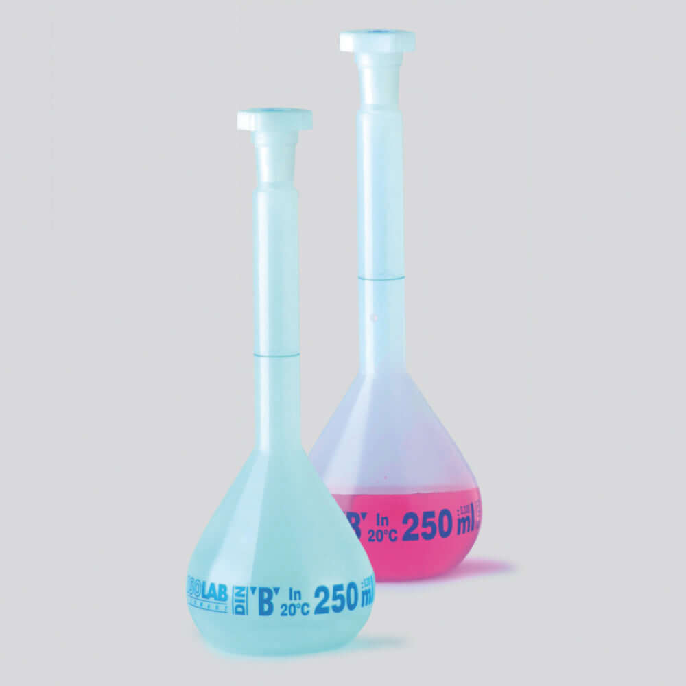 Maatkolf 1000 ml, PP, PP stop, NS14/23, blauw gegrad.