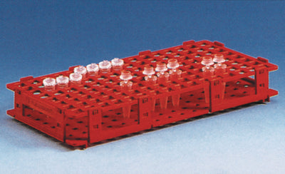 Rek voor reactievaatjes PP voor 128 x Ø 11 mm, wit