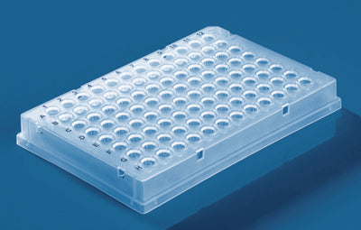 PCR-platen, 96-Well, 0,15 ml PP  laag profiel, met rok, helder