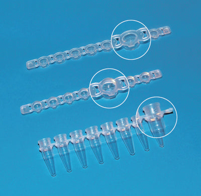 PCR-strips 8 x 0,2 ml, PP, zonder snapcaps, transparant