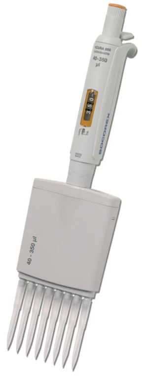 Acura® manual 855 multikanaal pipet, 40–350 µl, 8-kanaals, verstelbaar, autoclaafbaar