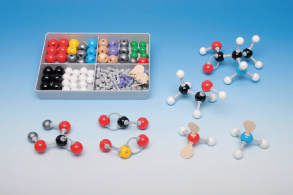 Molecuulbouwdoossysteem Molymod® | beschrijving: Anorganische/organische set, klein, 51 atomen, 38 verbindingen