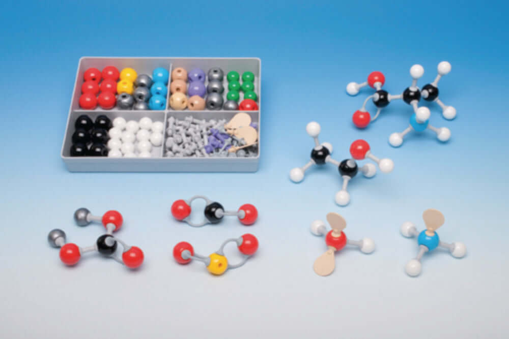 Molecuulbouwdoossysteem Molymod® | beschrijving: Anorganische/organische set, klein, 51 atomen, 38 verbindingen
