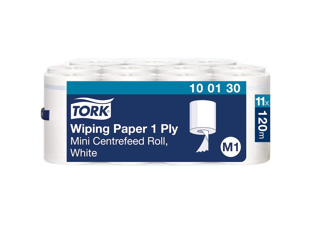 Papierrollen, 220 mm x 120 m, Mini Tork M1 Poetspapier