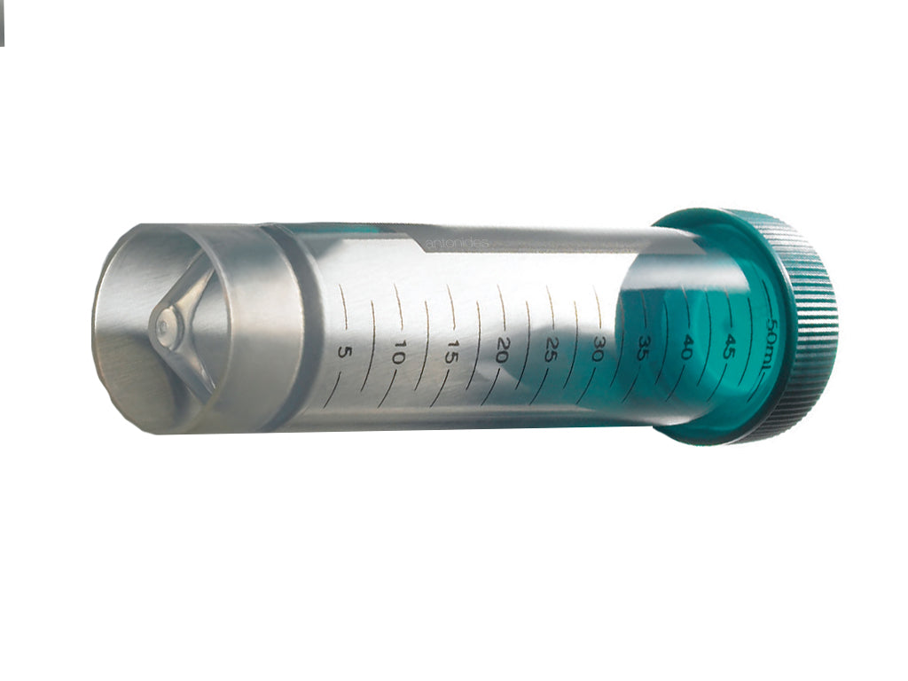 Buis PP 50 ml+starand, groene dop, ster.