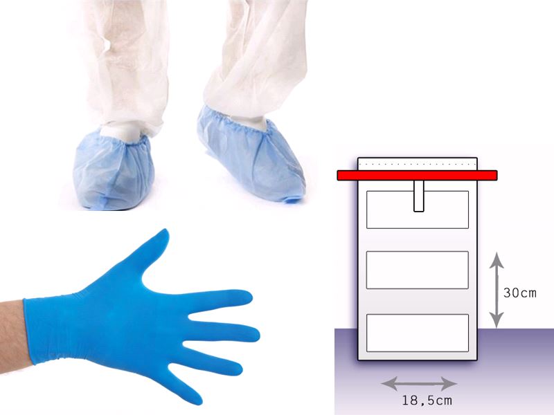 Set van 4 overschoenen + 1 Gamma-Pak + latex handschoen maat L