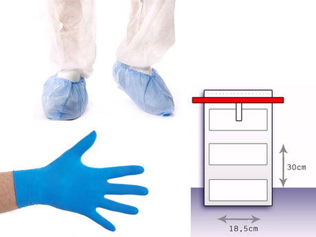 Set van 4 overschoenen + 1 Gamma-Pak + latex handschoen maat L