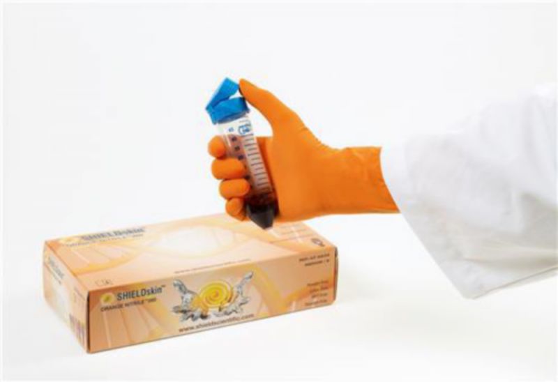 Handschoenen, Nitril, 260 mm, SHIELDskin ORANGE NITRILE 260, poedervrij, oranje
