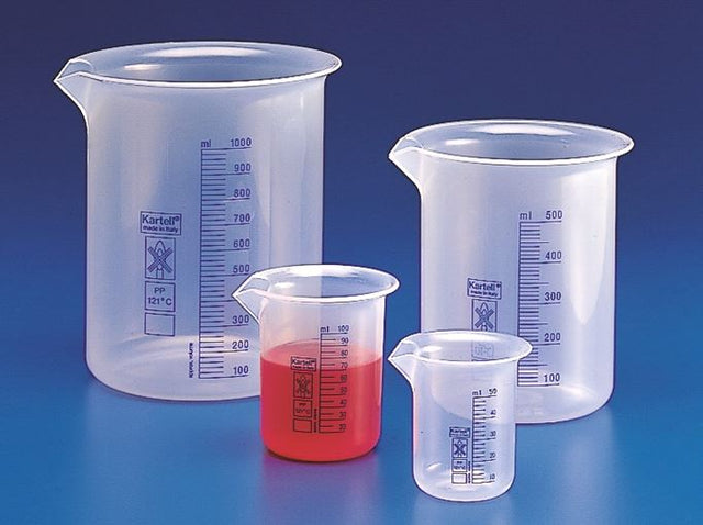 Bekerglas PP, 50 ml, met blauwe opdruk  Antonides