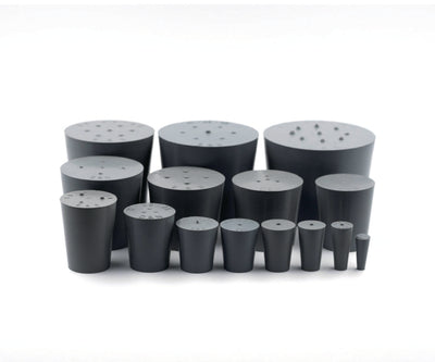 Stop,rubber met gat 7mm ,grijs 31x38x35mm