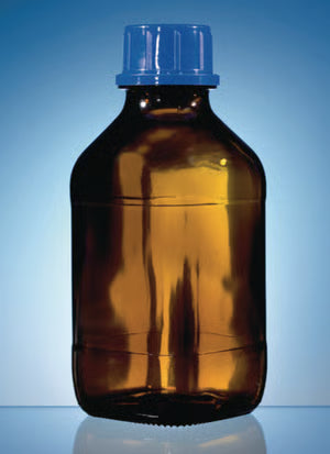 Fles met schroefdraaddeksel 1000 ml, amberkleurig glas, zonder coating, GL 45 met schroefdop PP