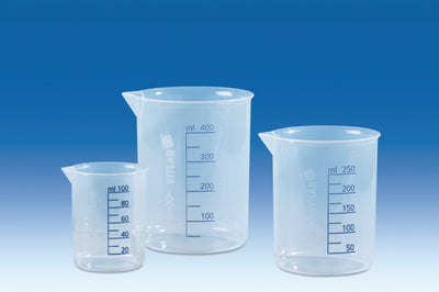 Bekerglas, PP, met blauwe opdruk