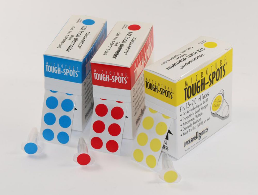 Tough-Spots®, PVC rond, Ø 9,5 mm rood, verpakking van 1000 stuks/rol