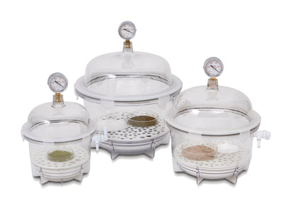 Vacuümexsiccator VDR-20G, PC, rond, Ø 242x354 mm, met manometer