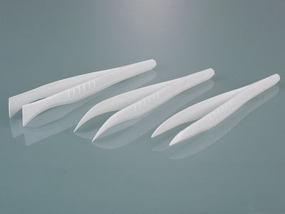 Wegwerpincetten, PS, 130 mm, recht, geribbeld