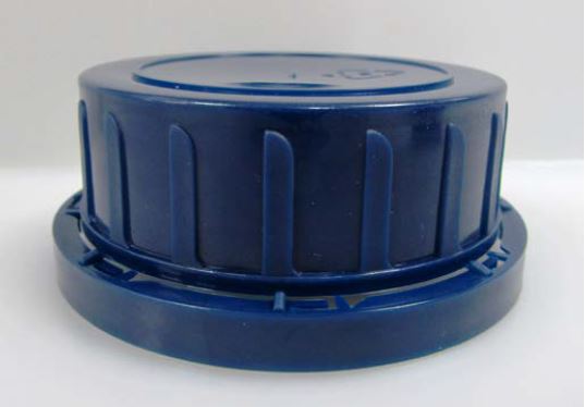 Schroefdop PP + verzegeling., blauw, DIN 54, met konus aan binnenkant