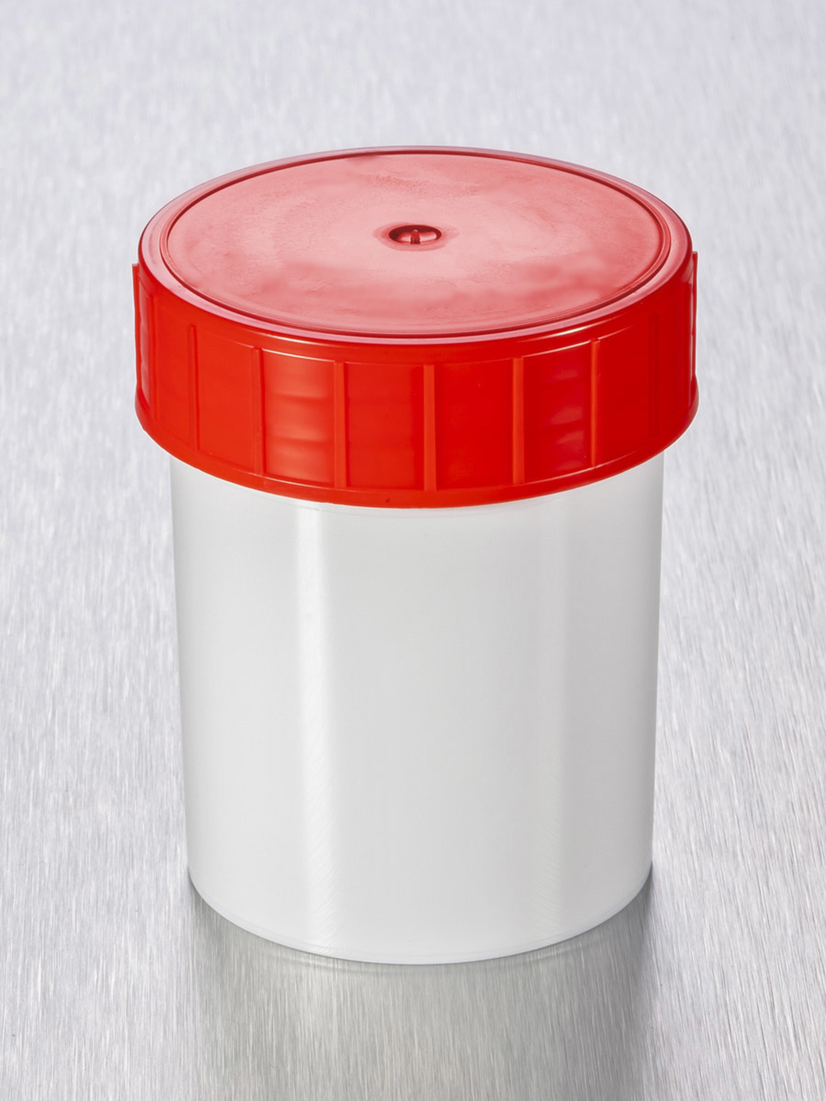 Container 125ml PP wit 74Ø52 dop rood