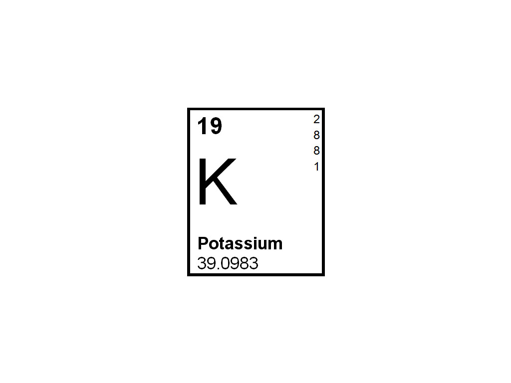 Kalium, stukken in mineraal olie, 98%
