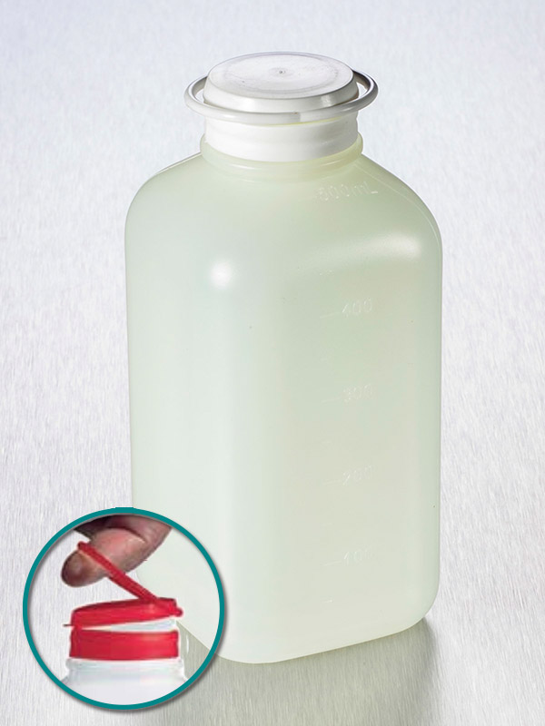 Fles vierk 0,5L HDPE dop wit steriel